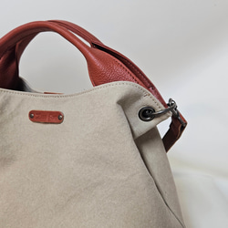 日本製 Zess fino 国産 トートバッグ ショルダーバッグ 本革使用2WAY パラフィン、バイオ加工Ｂ×Ｂ 5枚目の画像