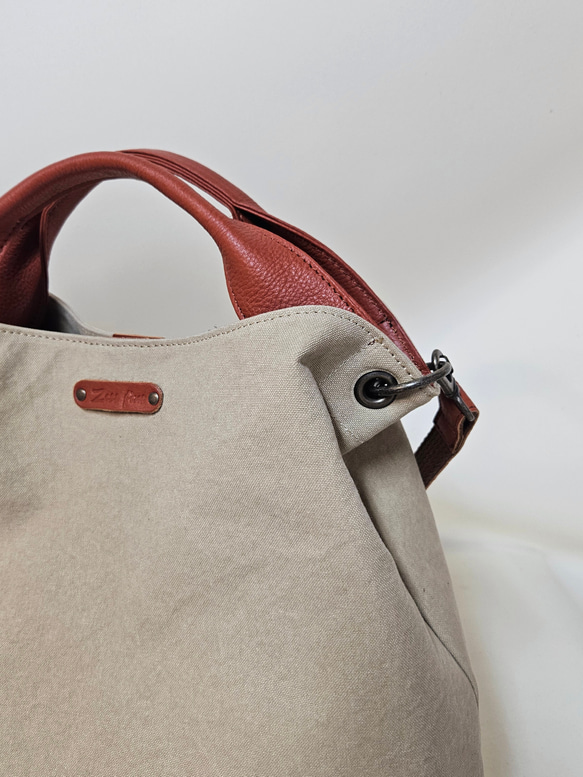 日本製 Zess fino 国産 トートバッグ ショルダーバッグ 本革使用2WAY パラフィン、バイオ加工Ｂ×Ｂ 5枚目の画像