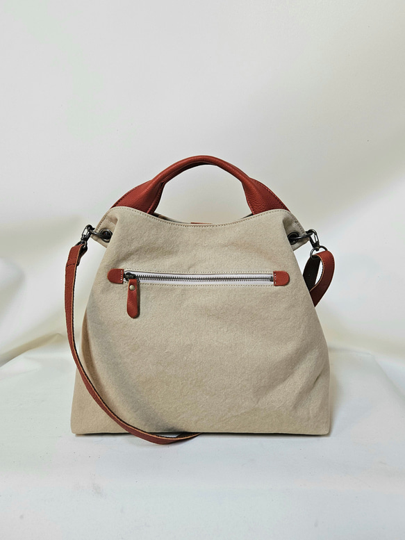 日本製 Zess fino 国産 トートバッグ ショルダーバッグ 本革使用2WAY パラフィン、バイオ加工Ｂ×Ｂ 4枚目の画像