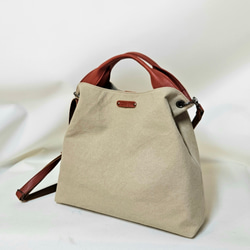 日本製 Zess fino 国産 トートバッグ ショルダーバッグ 本革使用2WAY パラフィン、バイオ加工Ｂ×Ｂ 2枚目の画像