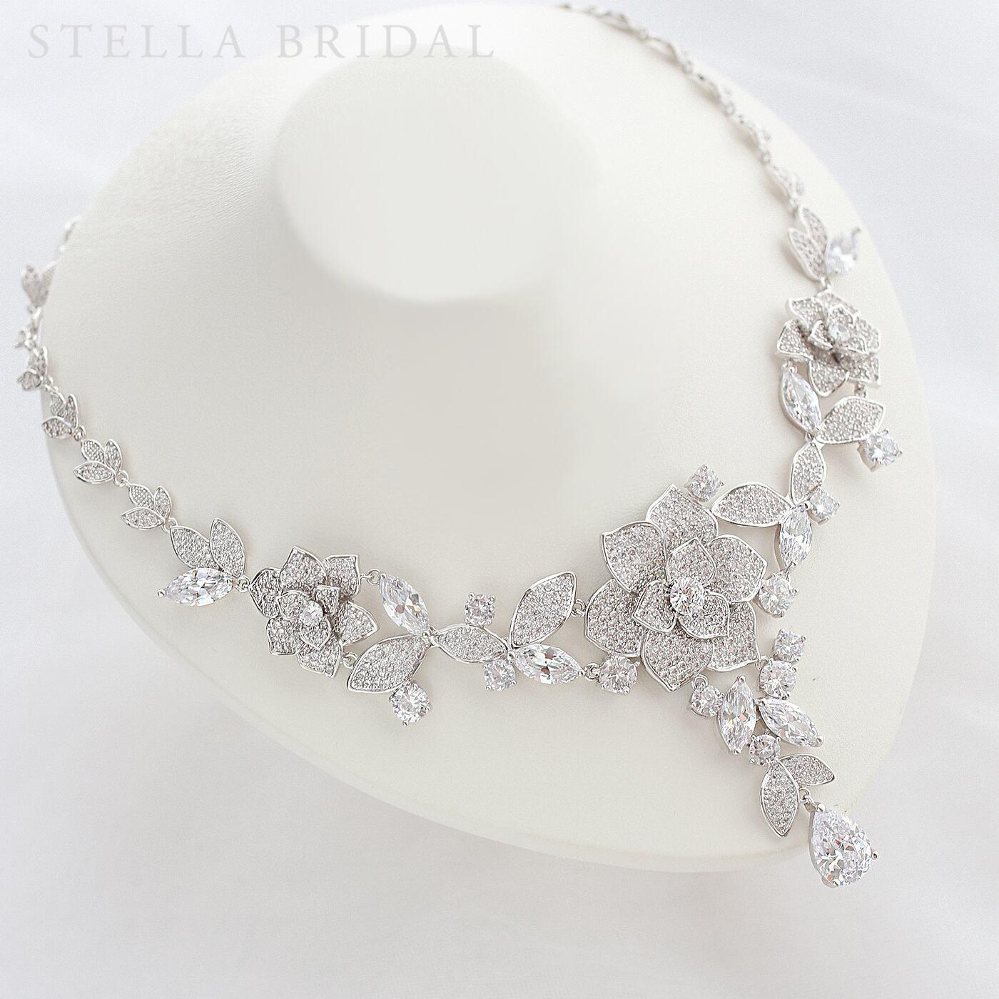 キュービックジルコニア ウェディングジュエリー ココ・フルール - ロゼ クリア / ネックレス