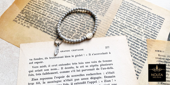 北投石 細身 天然石 ブレスレット Olivia c705 4枚目の画像