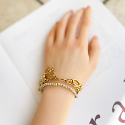 北投石 細身 天然石 ブレスレット Olivia c705 6枚目の画像