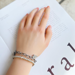 北投石 細身 天然石 ブレスレット Olivia c705 5枚目の画像