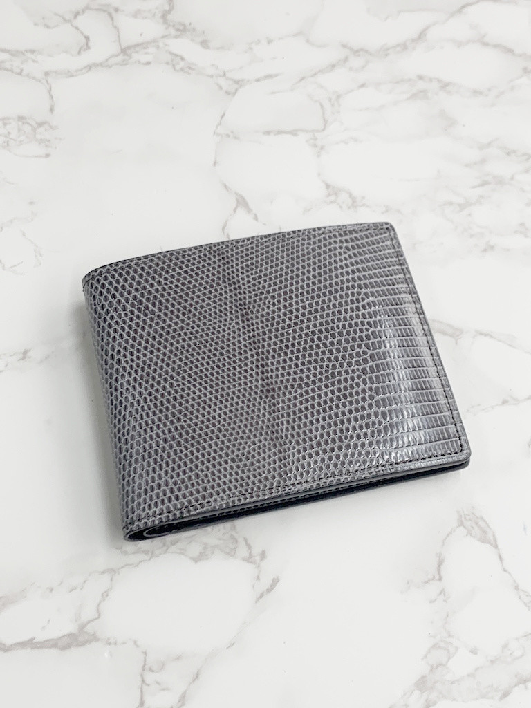 日本製　上質　リザード　財布　ミドルウォレット　トカゲ革　札入れ　エキゾチックレザー