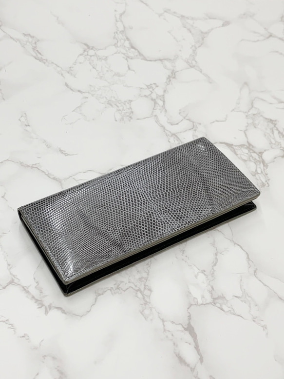 日本製　上質　リザード　長財布　ファスナー付き　ロングウォレット　トカゲ革　エキゾチックレザー 1枚目の画像