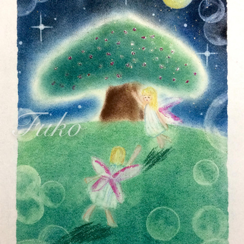 絵画】妖精のダンスパーティ《ポストカード+おまけ付》パステル