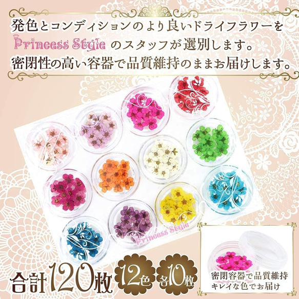 ドライフラワー ネイル パーツ レジン封入 上質 押し花 こでまり 120枚