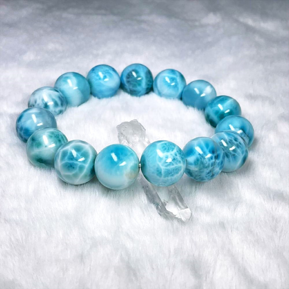 最高の一品】現品一点物 ラリマー ブレスレット 16ミリ 93g  