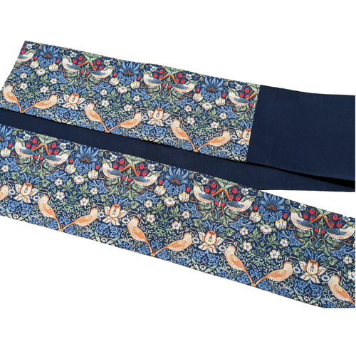 ファブリック名古屋帯【Best of Morris いちご泥棒 ネイビー A】 和装
