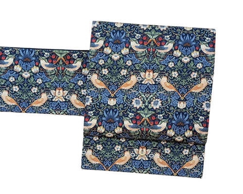 ファブリック名古屋帯【Best of Morris いちご泥棒 ネイビー A】 和装