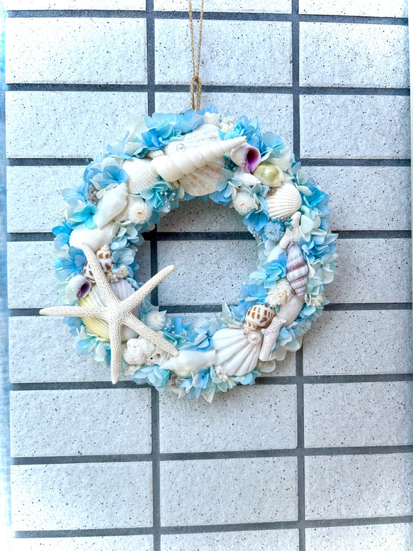 ☆海色サマーリース②☆珊瑚や貝殻にヒトデをたっぷり使ったマリンリース★ 6枚目の画像