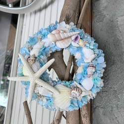 ☆海色サマーリース②☆珊瑚や貝殻にヒトデをたっぷり使ったマリンリース★ 4枚目の画像