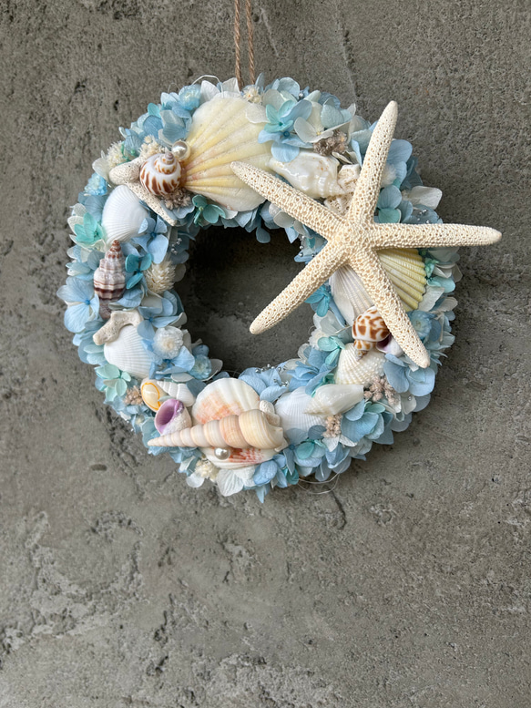 ☆海色サマーリース②☆珊瑚や貝殻にヒトデをたっぷり使ったマリンリース★ 10枚目の画像