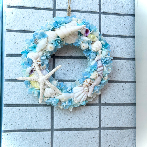 ☆海色サマーリース②☆珊瑚や貝殻にヒトデをたっぷり使ったマリン