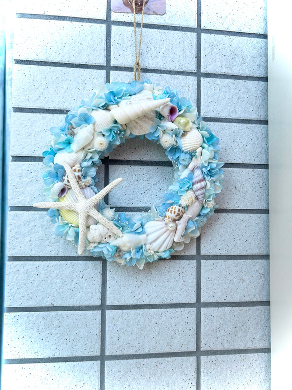 ☆海色サマーリース②☆珊瑚や貝殻にヒトデをたっぷり使ったマリンリース★ 8枚目の画像