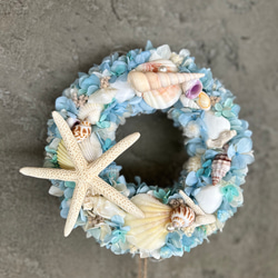 ☆海色サマーリース②☆珊瑚や貝殻にヒトデをたっぷり使ったマリンリース★ 5枚目の画像