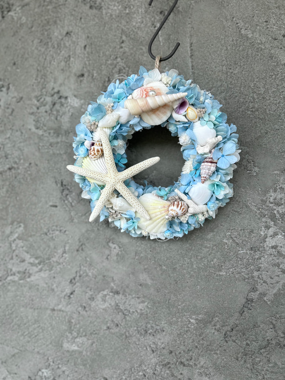 ☆海色サマーリース②☆珊瑚や貝殻にヒトデをたっぷり使ったマリンリース★ 9枚目の画像