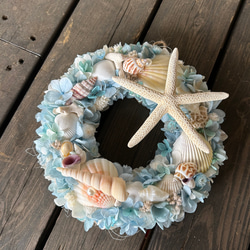 ☆海色サマーリース②☆珊瑚や貝殻にヒトデをたっぷり使ったマリンリース★ 7枚目の画像