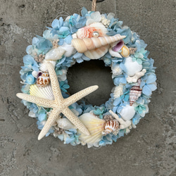 ☆海色サマーリース②☆珊瑚や貝殻にヒトデをたっぷり使ったマリンリース★ 2枚目の画像