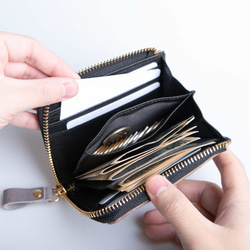 【限量特價】對折錢包，真皮，太陽皮，迷你錢包，日本製造，灰褐色，JAW022 第6張的照片