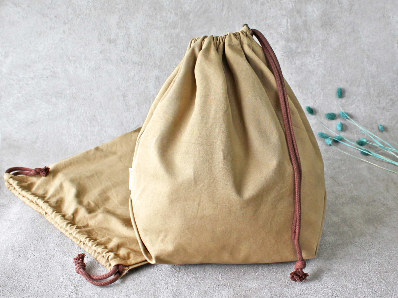 Kinchaku Basic LL コットンキャンバス ベージュ [巾着袋 厚手 シンプル 無地]