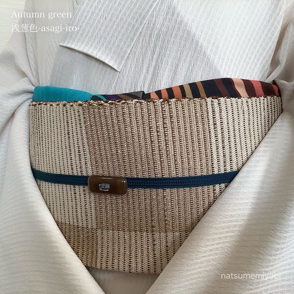 ◆【サンプルSALE】映える帯揚げ（autumn green/浅葱色/あさぎいろ）パーソナルカラー帯揚げ 7枚目の画像