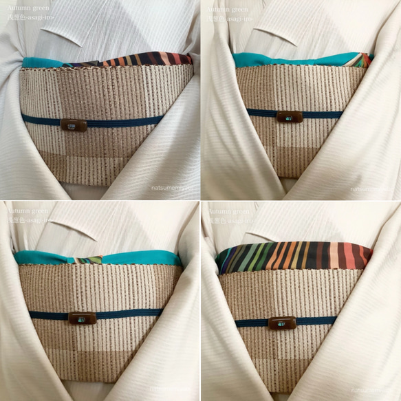 ◆【サンプルSALE】映える帯揚げ（autumn green/浅葱色/あさぎいろ）パーソナルカラー帯揚げ 6枚目の画像