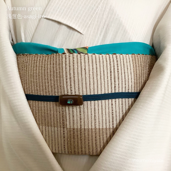 ◆【サンプルSALE】映える帯揚げ（autumn green/浅葱色/あさぎいろ）パーソナルカラー帯揚げ 9枚目の画像