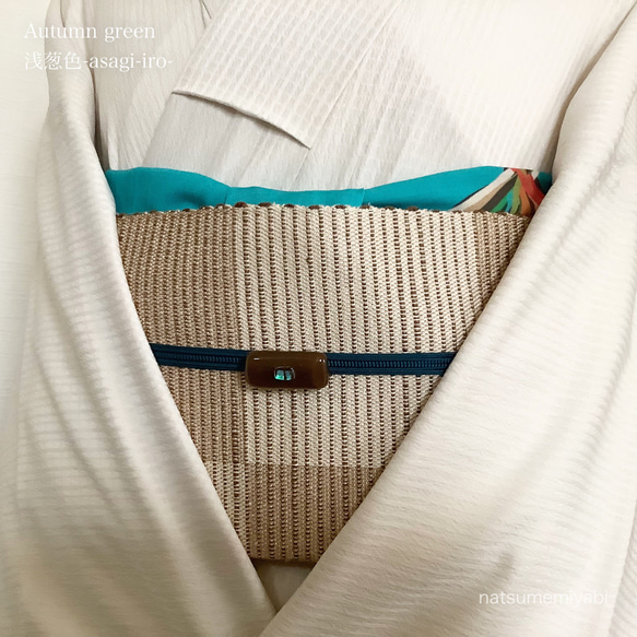◆【サンプルSALE】映える帯揚げ（autumn green/浅葱色/あさぎいろ）パーソナルカラー帯揚げ 8枚目の画像