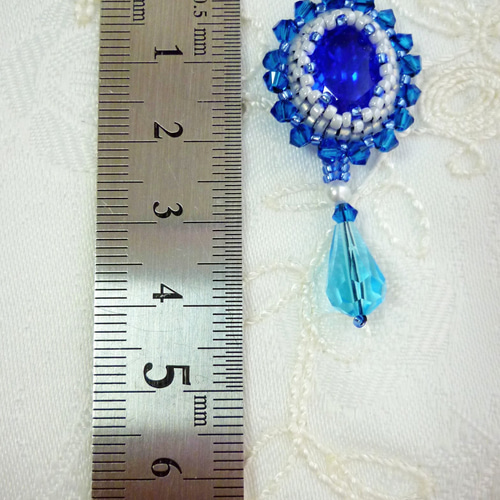 Swarovski 青色クリスタル ピアス Millenia ドロップピアス, スクエア・カット, ブルー, ロジウム