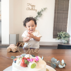 木製 ケーキトッパー One 1歳　お誕生日 7枚目の画像