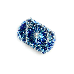 東京切子帯留め　お太鼓　菊　ブルー 2枚目の画像