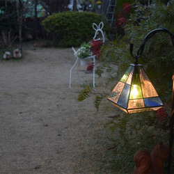 ガーデンライト 吊下げ式 4Ｋ-10 吊り金具付 ステンドグラス ガーデンランプ 庭園灯 外灯  ガーデニング 雑貨 11枚目の画像