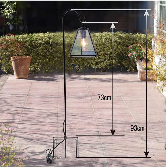 ガーデンライト 吊下げ式 4Ｋ-10 吊り金具付 ステンドグラス ガーデンランプ 庭園灯 外灯  ガーデニング 雑貨 8枚目の画像