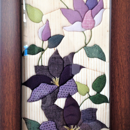 パッチワーク　しじら織　クレマチス　ハンドメイド パッチワーク しじら織 クレマチス ハンドメイド