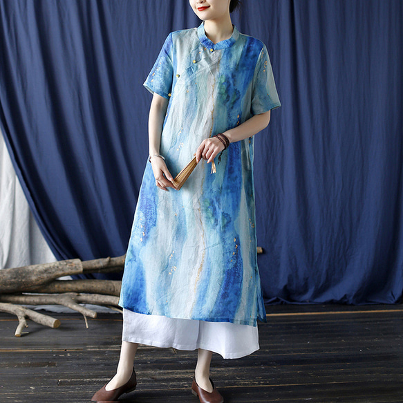 亞麻時尚設計洋裝 2278 第3張的照片