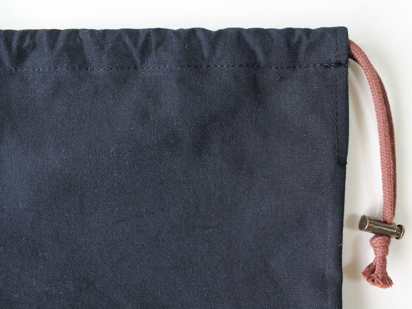 Kinchaku Basic M コットンキャンバス ブラック [巾着袋 帆布 厚手 シンプル 無地] 4枚目の画像