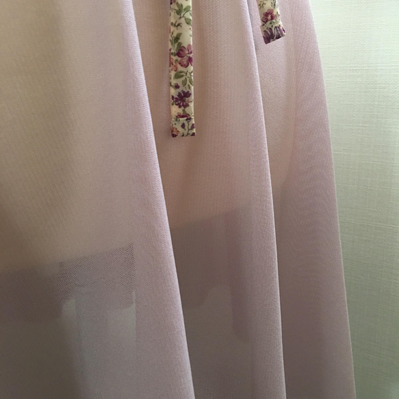 モーブピンク×小花柄 バレエ巻きスカート 7枚目の画像