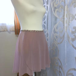 モーブピンク×小花柄 バレエ巻きスカート 2枚目の画像