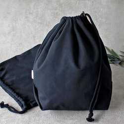 Kinchaku Basic LL コットンキャンバス ブラック [巾着袋 帆布 厚手