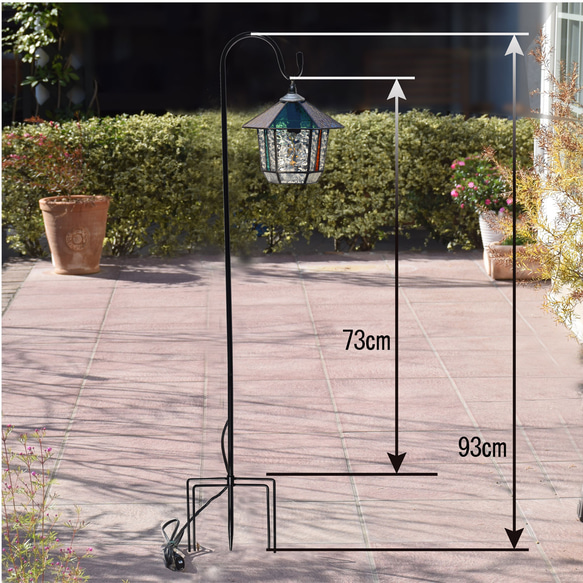 ガーデンライト 吊下げ式 6Ｋ-40 吊り金具付 ステンドグラス ガーデンランプ 庭園灯 外灯  ガーデニング 雑貨 8枚目の画像