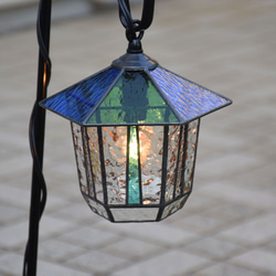 ガーデンライト 吊下げ式 6Ｋ-40 吊り金具付 ステンドグラス ガーデンランプ 庭園灯 外灯  ガーデニング 雑貨 2枚目の画像