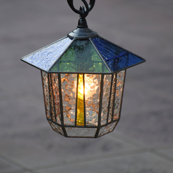 ガーデンライト 吊下げ式 6Ｋ-400 ステンドグラス ガーデンランプ 庭園灯 外灯  ガーデニング 雑貨 3枚目の画像
