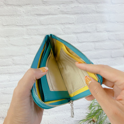 薄くて軽いコンパクトな財布 10枚カードポケット  シュリンク ターコイズ squeeze スクィーズ 6枚目の画像