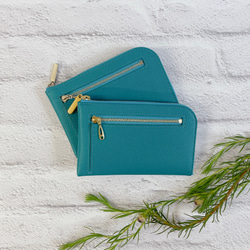 薄くて軽いコンパクトな財布 10枚カードポケット  シュリンク ターコイズ squeeze スクィーズ 4枚目の画像