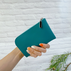 薄くて軽いコンパクトな財布 10枚カードポケット  シュリンク ターコイズ squeeze スクィーズ 8枚目の画像