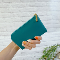 薄くて軽いコンパクトな財布 10枚カードポケット  シュリンク ターコイズ squeeze スクィーズ 7枚目の画像
