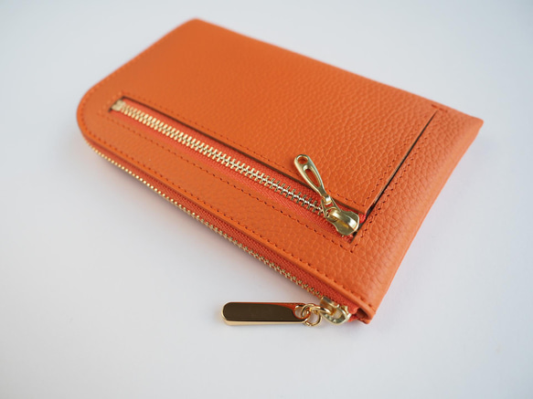 薄くて軽いコンパクトな財布 10枚カードポケット シュリンク オレンジ squeeze 5枚目の画像