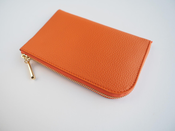薄くて軽いコンパクトな財布 10枚カードポケット シュリンク オレンジ squeeze 6枚目の画像